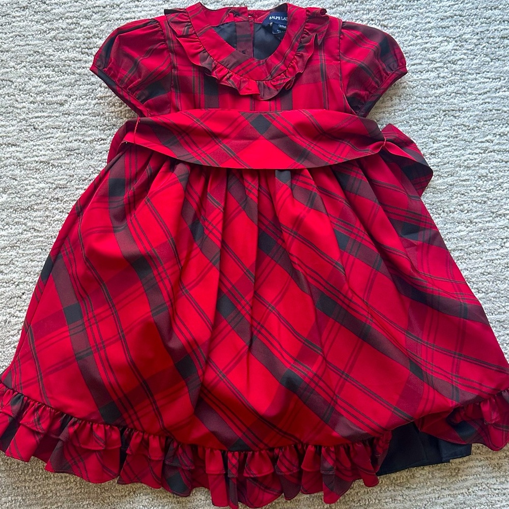RALPH LAUREN DRESS | Size 24m | Festive red and black pattern